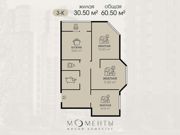 Квартира 60,5 м², 3-комнатная - изображение 1