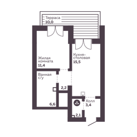 Квартира 41,2 м², 1-комнатная - изображение 3