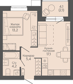 Квартира 42 м², 1-комнатная - изображение 1