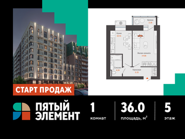 Квартира 36 м², 1-комнатная - изображение 1