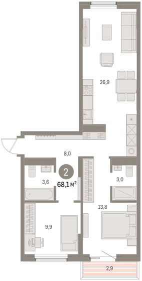 110,3 м², 4-комнатная квартира 8 200 000 ₽ - изображение 91