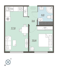 Квартира 35 м², 1-комнатная - изображение 2