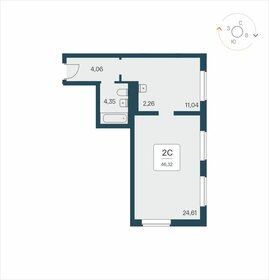 Квартира 45,8 м², 2-комнатные - изображение 1