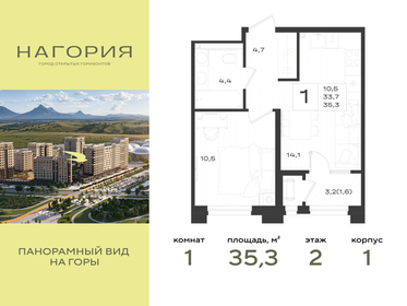 Квартира 35,3 м², 1-комнатная - изображение 1
