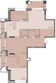 Квартира 108,6 м², 2-комнатная - изображение 1
