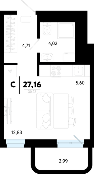 20,5 м², квартира-студия 2 960 000 ₽ - изображение 61