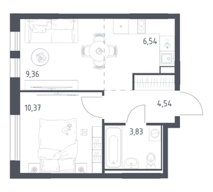 Квартира 34,6 м², 1-комнатная - изображение 1