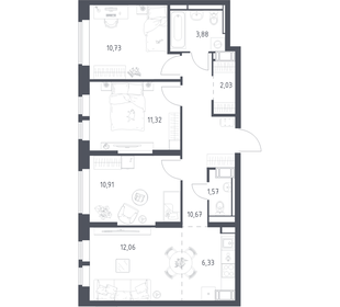 Квартира 69,5 м², 3-комнатная - изображение 1