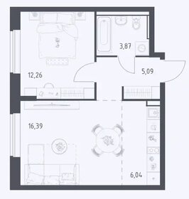 Квартира 44 м², 1-комнатная - изображение 1