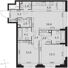 Квартира 73,5 м², 3-комнатная - изображение 2
