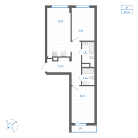Квартира 64,8 м², 2-комнатная - изображение 1