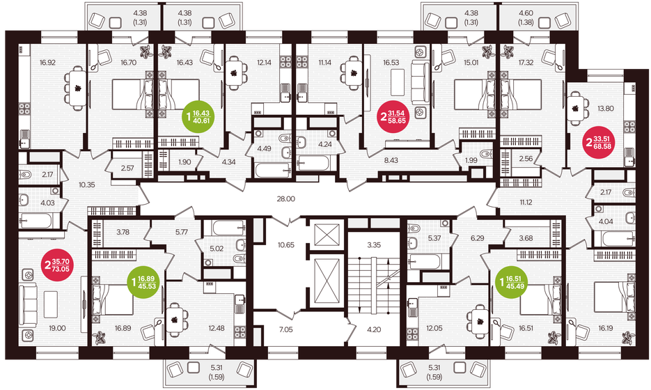 50,3 м², 2-комнатная квартира 4 800 000 ₽ - изображение 91