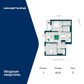 Квартира 64,8 м², 2-комнатная - изображение 1