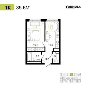 Квартира 35,6 м², 1-комнатная - изображение 1