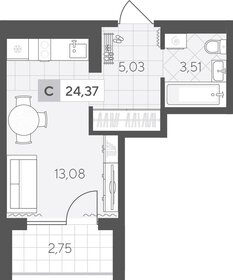 Квартира 24,4 м², студия - изображение 1