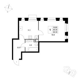 Квартира 38,3 м², 1-комнатная - изображение 1