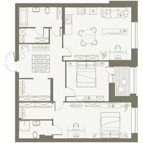 Квартира 106,5 м², 1-комнатная - изображение 1