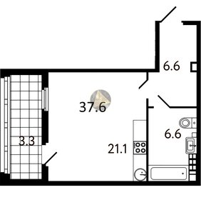 Квартира 37,6 м², студия - изображение 1