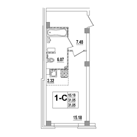 Квартира 31,1 м², студия - изображение 1