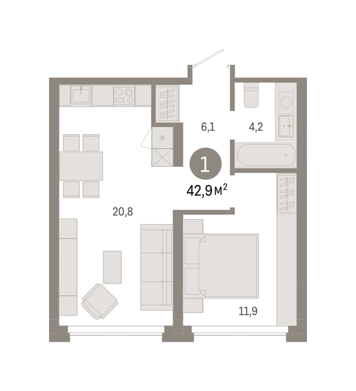 46,4 м², 1-комнатная квартира 8 700 000 ₽ - изображение 109