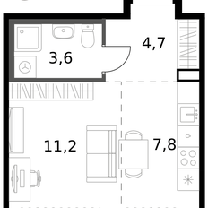 Квартира 27,3 м², студия - изображение 3
