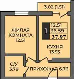 Квартира 38 м², 1-комнатная - изображение 1