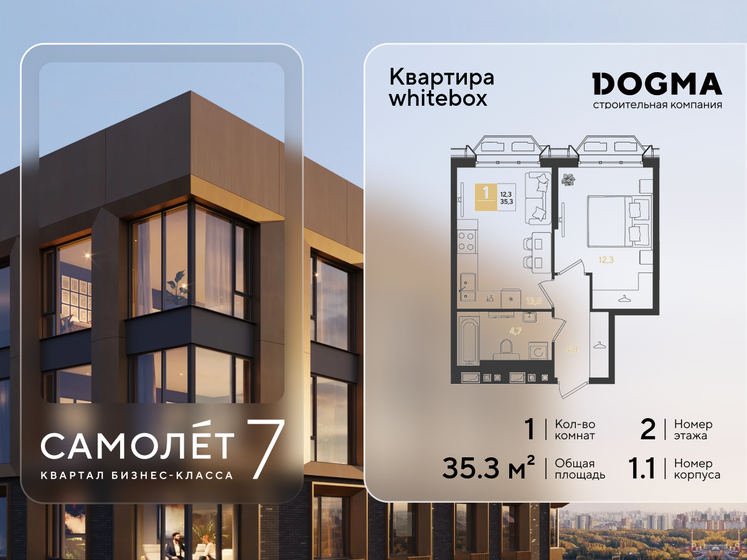 36 м², 1-комнатная квартира 5 000 000 ₽ - изображение 124
