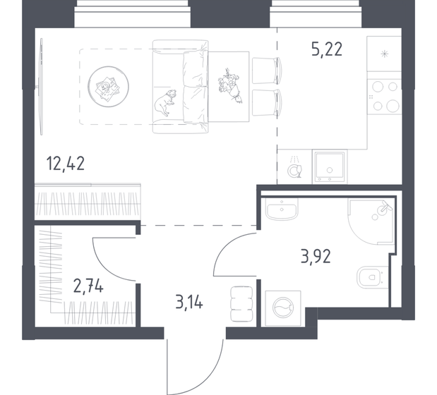28 м², апартаменты-студия 5 800 000 ₽ - изображение 104