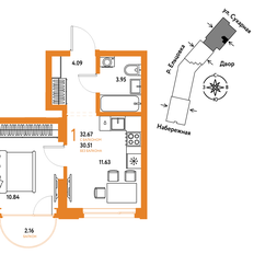 Квартира 32,7 м², 1-комнатная - изображение 2