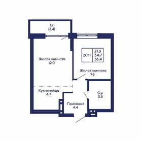 Квартира 36,4 м², 2-комнатная - изображение 1