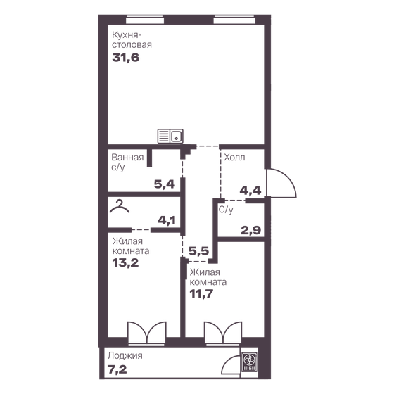 78,8 м², 2-комнатная квартира 14 972 001 ₽ - изображение 3