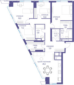 Квартира 130,9 м², 2-комнатная - изображение 2