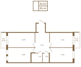 Квартира 85,4 м², 3-комнатная - изображение 2