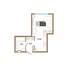 Квартира 27,8 м², студия - изображение 1