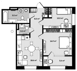 Квартира 67,2 м², 2-комнатная - изображение 1