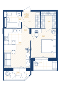 Квартира 53,2 м², 1-комнатная - изображение 1