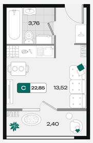 Квартира 22,9 м², студия - изображение 1