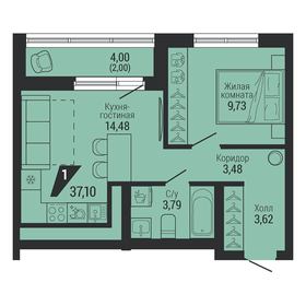 Квартира 37,1 м², 1-комнатная - изображение 1