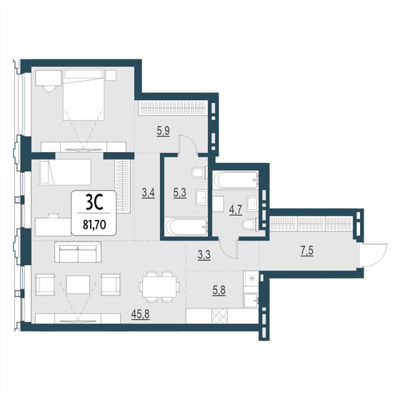 55,4 м² дом, 4,9 сотки участок 5 800 000 ₽ - изображение 75