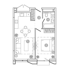 Квартира 45,4 м², 2-комнатная - изображение 2