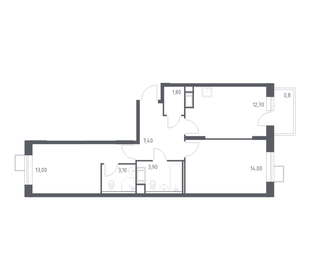 Квартира 56,7 м², 2-комнатная - изображение 1