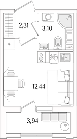 Квартира 19,8 м², студия - изображение 1