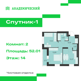 Квартира 52 м², 2-комнатная - изображение 1