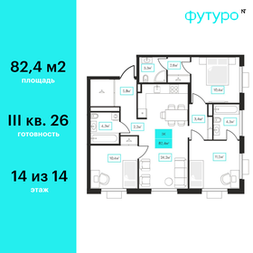 Квартира 82,4 м², 3-комнатная - изображение 1