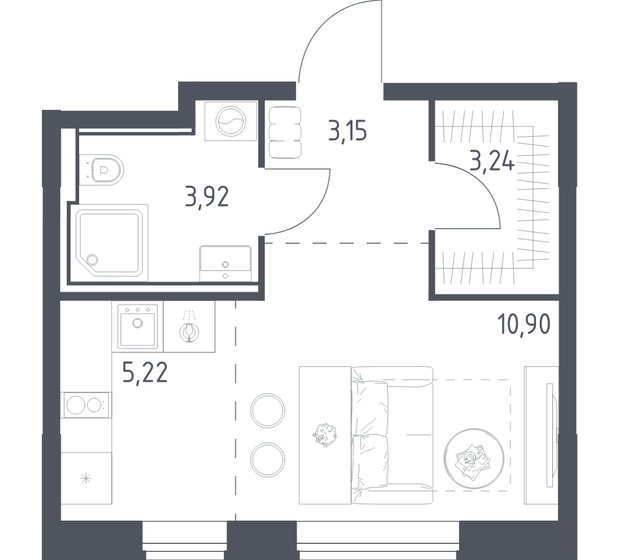 28 м², апартаменты-студия 5 800 000 ₽ - изображение 103