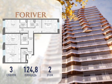 Квартира 124,8 м², 3-комнатная - изображение 1