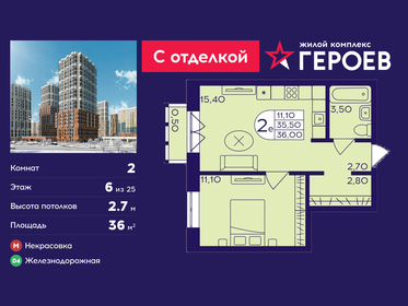 Квартира 36 м², 2-комнатная - изображение 1