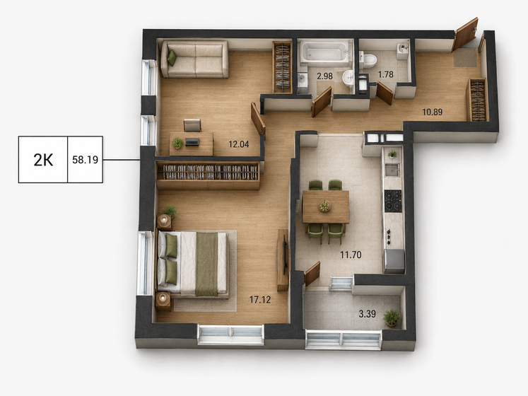 42,8 м², 2-комнатная квартира 990 000 ₽ - изображение 86