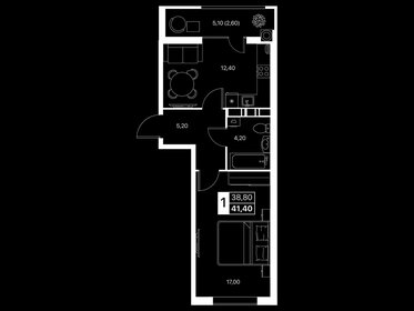 Квартира 41,4 м², 1-комнатная - изображение 1