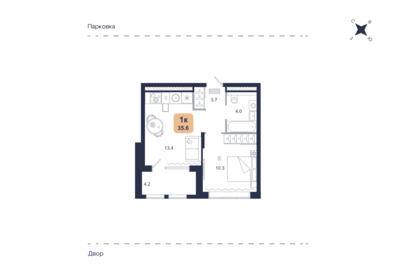 Квартира 35,6 м², 1-комнатная - изображение 1